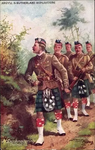 Künstler Ak Payne, Harry, Argyll & Sutherland Highlanders, A Reconnoitering Patrol
