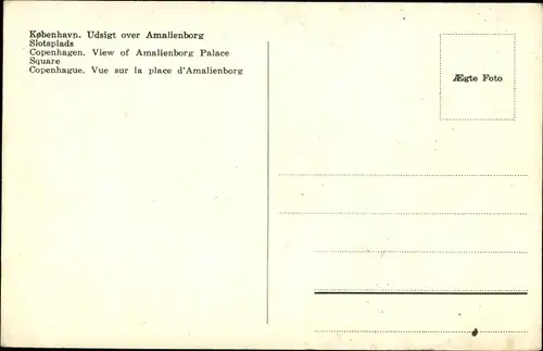 Ak København Kopenhagen Dänemark, Udsigt over Amalienborg Slotsplads