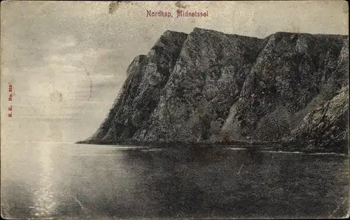 Ak Hornvika Nordkap Norwegen, Midnatssol