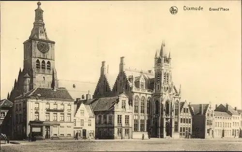 Ak Diksmuide Dixmude Westflandern Belgien, Grand'Place, Platz, Kirche