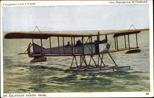 Ak Un èclaireur aérien naval, L'Angleterre prête à trappe, Wasserflugzeug