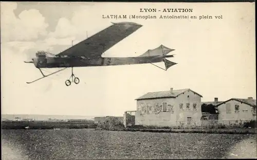 Ak Lyon Aviation, Latham, Monoplan Antoinette en plein vol, Flugpionier