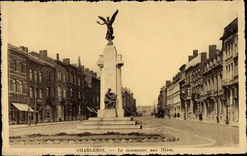 Ak Charleroi Wallonien Hennegau, Le monument aux Heros