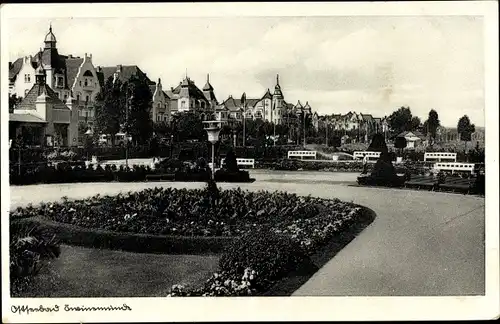 Ak Świnoujście Swinemünde Pommern, Parkanlage, Hotels, Promenade