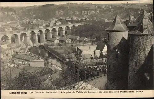 Ak Pfaffenthal Luxemburg Luxembourg, Die 3 mittleren Pfaffenthaler Türme, Nordbahnviadukt