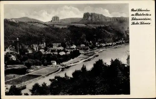 Ak Bad Schandau in Sachsen, Panorama, Postelwitz, Schrammsteine