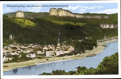 Ak Bad Schandau in Sachsen, Panorama, Schrammsteingebiet