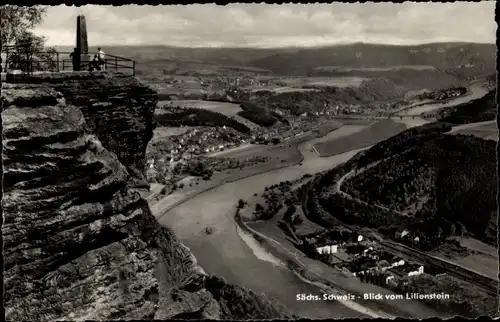 Ak Bad Schandau an der Elbe, Blick vom Lilienstein