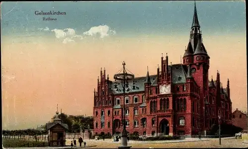 Ak Gelsenkirchen im Ruhrgebiet, Rathaus, Straßenlaterne