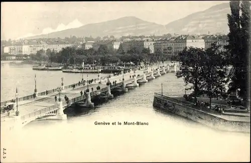 Ak Genève Genf Schweiz, Pont et le Mont Blanc