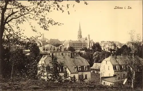 Ak Löbau in Sachsen, Teilansicht der Stadt, Kirche