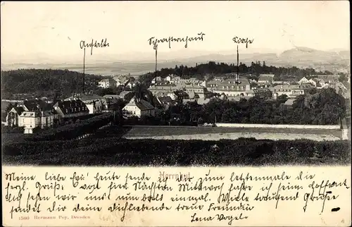 Ak Herrnhut in der Oberlausitz, Panorama, Kirche, Schwesternhaus