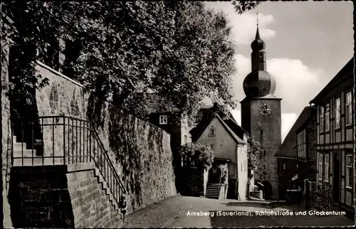 Ak Arnsberg im Sauerland, Schlossstraße und Glockenturm