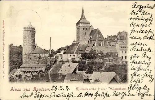 Ak Bautzen in der Oberlausitz, Michaeliskirche, alter Wasserturm