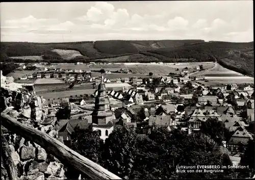Ak Eversberg Meschede im Sauerland, Blick von der Burgruine, Ortspanorama