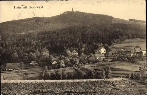 Ak Hain Oybin in der Oberlausitz Sachsen, Ortsansicht mit Hochwald