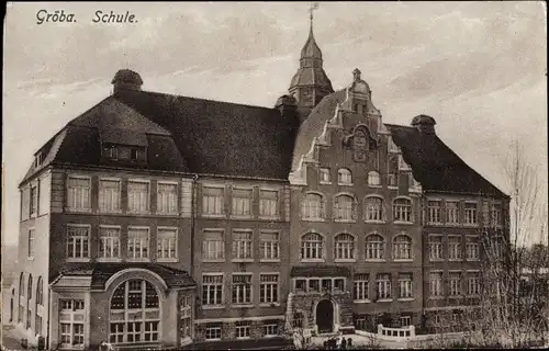 Ak Gröba Riesa an der Elbe Sachsen, Schule