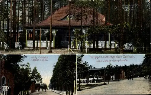 Ak Zeithain in Sachsen, Truppenübungsplatz, Prinz Johann Georg Straße, Milch Trinkhalle