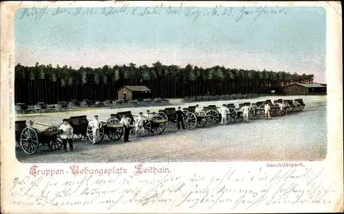 Ak Zeithain in Sachsen, Truppenübungsplatz, Geschützpark