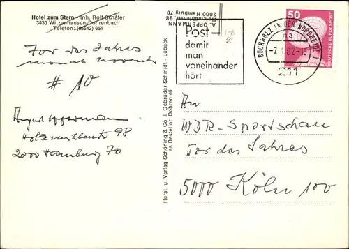 Ak Dohrenbach Witzenhausen an der Werra, Hotel Zum Stern, Inneres