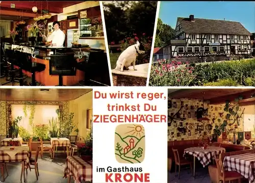Ak Ziegenhagen Witzenhausen in Hessen, Gasthaus Krone, Inneres