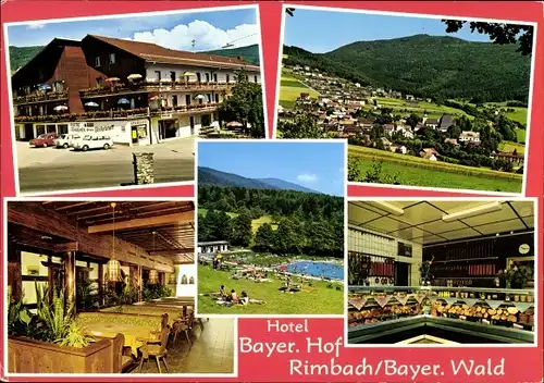 Ak Rimbach in der Oberpfalz Bayern, Hotel Bayer. Hof, Metzgerei, Panorama