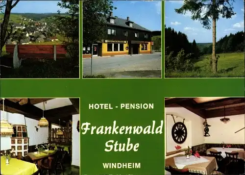 Ak Windheim Steinbach am Wald Oberfranken, Hotel-Pension Frankenwald Stube, Ortsansicht