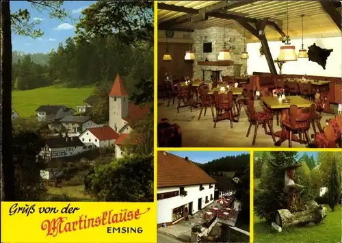 Ak Emsing Titting in Oberbayern, Cafe-Restaurant Martinsklause, Ortsansicht