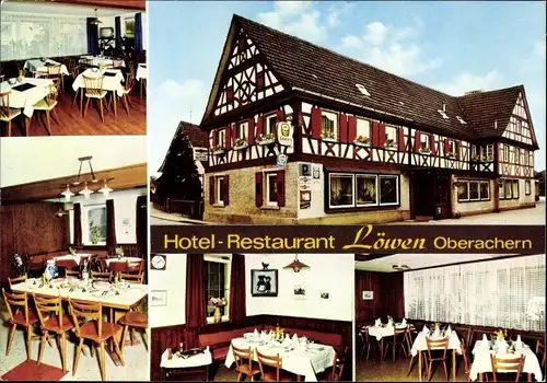 Ak Oberachern Achern in Baden Schwarzwald, Hotel Restaurant Löwen, Fachwerkhaus
