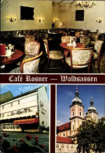 Ak Waldsassen in der Oberpfalz, Cafe Rosner, Kirche