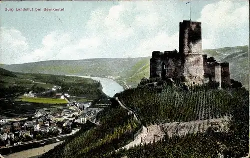 Ak Bernkastel Kues an der Mosel, Burg Landshut, Panorama