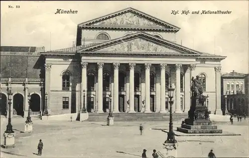 Ak München, Kgl. Hof- und Nationaltheater, Denkmal