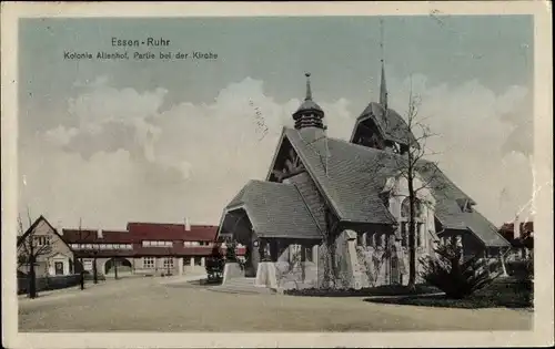 Ak Altenhof Essen Ruhrgebiet, Kolonie Altenhof, Partie bei der Kirche