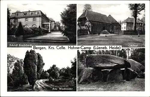 Ak Bergen Lüneburger Heide, Hohne Camp, Schloss Bredebeck, Siebensteinhäuser, Alte Wacholder, Ohlhof