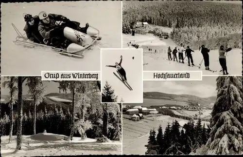 Ak Winterberg Hochsauerland, Bobfahrer, Skiläufer, Wintersport, Ort