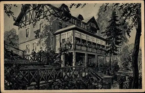 Künstler Ak Lößnitz Radebeul Sachsen, Lößnitzgrund, Weinschank Café Flora