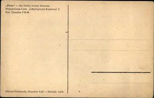 Künstler Ak Lößnitz Radebeul Sachsen, Lößnitzgrund, Weinschank Café Flora
