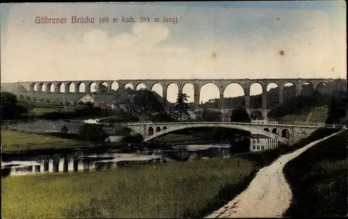 Ak Göhren Wechselburg, Blick auf die Göhrener Brücke im Muldental, Viadukt