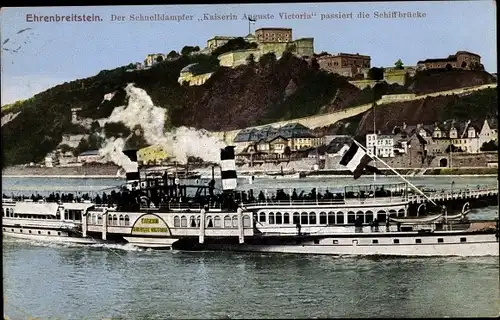 Ak Ehrenbreitstein Koblenz am Rhein, Festung, Schnelldampfer Kaiserin Auguste Victoria