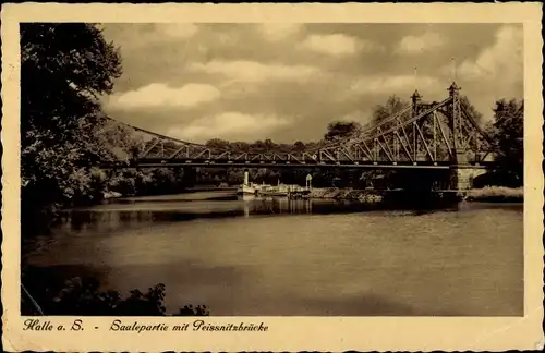 Ak Halle an der Saale, Saalepartie mit Peissnitzbrücke