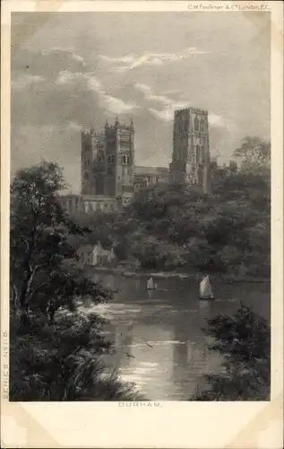 Künstler Ak Colls, H., Durham North East England, Blick über das Wasser zur Kirche