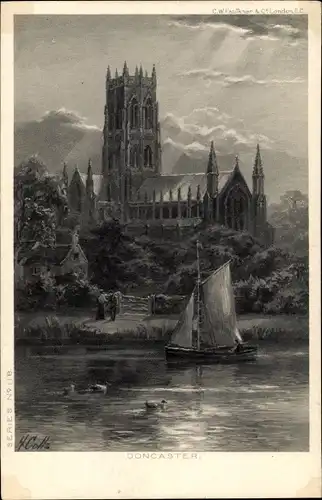 Künstler Ak Colls, H., Doncaster Yorkshire England, Kirche, Segelboot