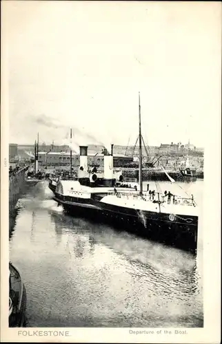 Ak Folkestone Kent England, Departure of the Boat