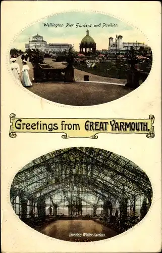 Ak Great Yarmouth Norfolk England, Wellington Pier Gardens and Pavillion, Interior Winter Gardens