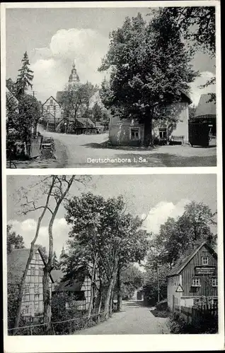 Ak Deutschenbora Nossen Sachsen, Straßenpartie, Kirche, Fachwerkhäuser