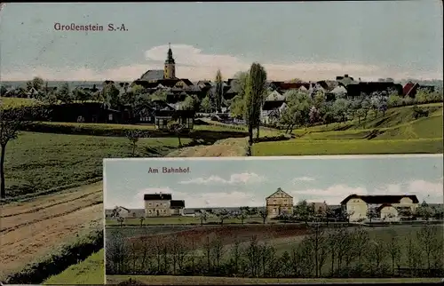 Ak Großenstein in Thüringen, Panorama, Am Bahnhof