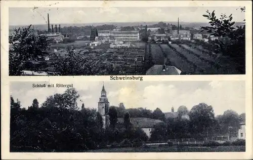 Ak Schweinsburg Neukirchen Pleiße, Totale, Schloss mit Rittergut