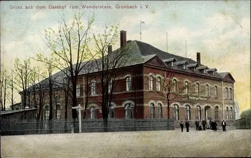 Ak Grünbach im Vogtland Sachsen, Gasthof zum Wendelstein, Besucher