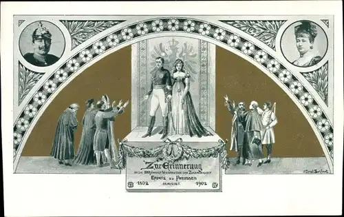 Künstler Ak Erfurt in Thüringen, 100jh Wiederkehr der Zugehörigkeit zu Preußen 1902, Wilhelm II.