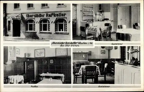 Ak Glauchau in Sachsen, Oberstädter Ratskeller, Aussen- und Innenansicht